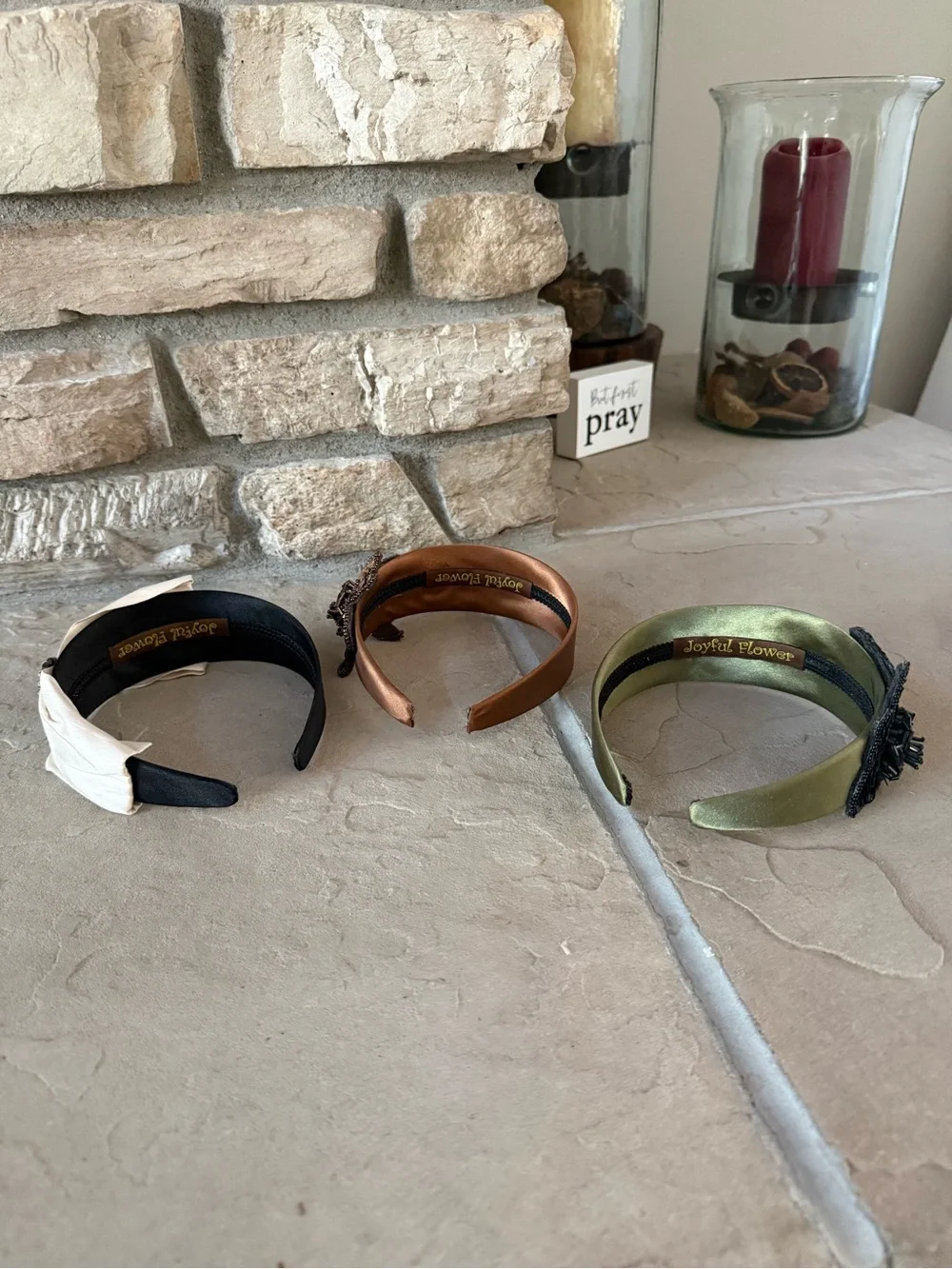 Decorative Accent Headbands - Brown/gold, green, black/ivory